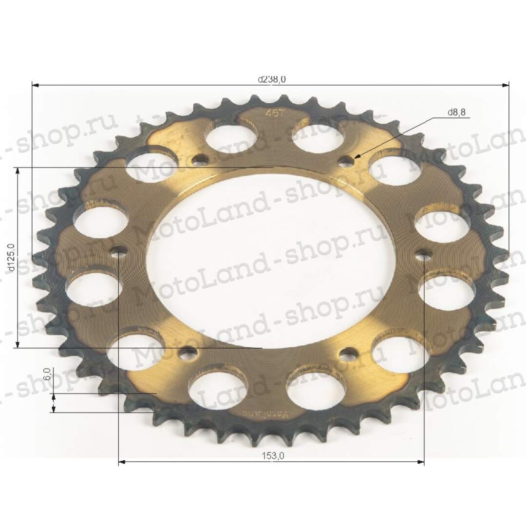Венец, звезда ведомая (520-46) сталь, закаленные зубья Кросс 250-450 6х153х125