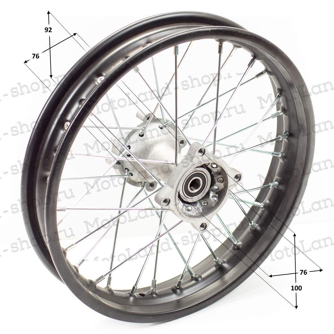 Обод задний 14" (1,85-R14 d=15mm) сталь/черный 4x92x76/4x100x76 (звезда/диск)