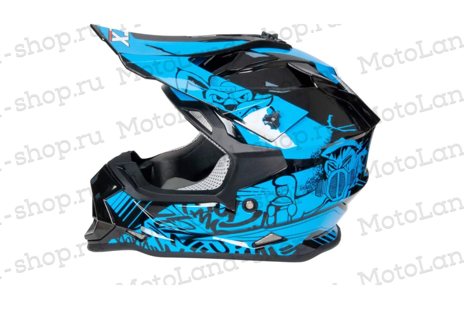 Шлем мото кроссовый GTX 632S №3 (M) BLACK / BLUE детский (51-52)