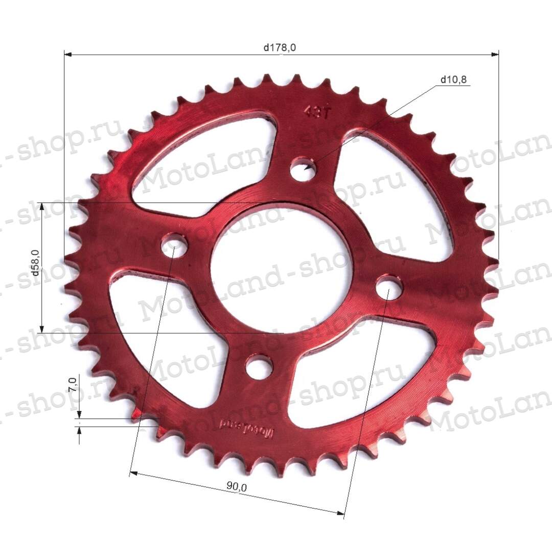 Венец, звезда ведомая (428-43) CG/CB 4х90х58 красная