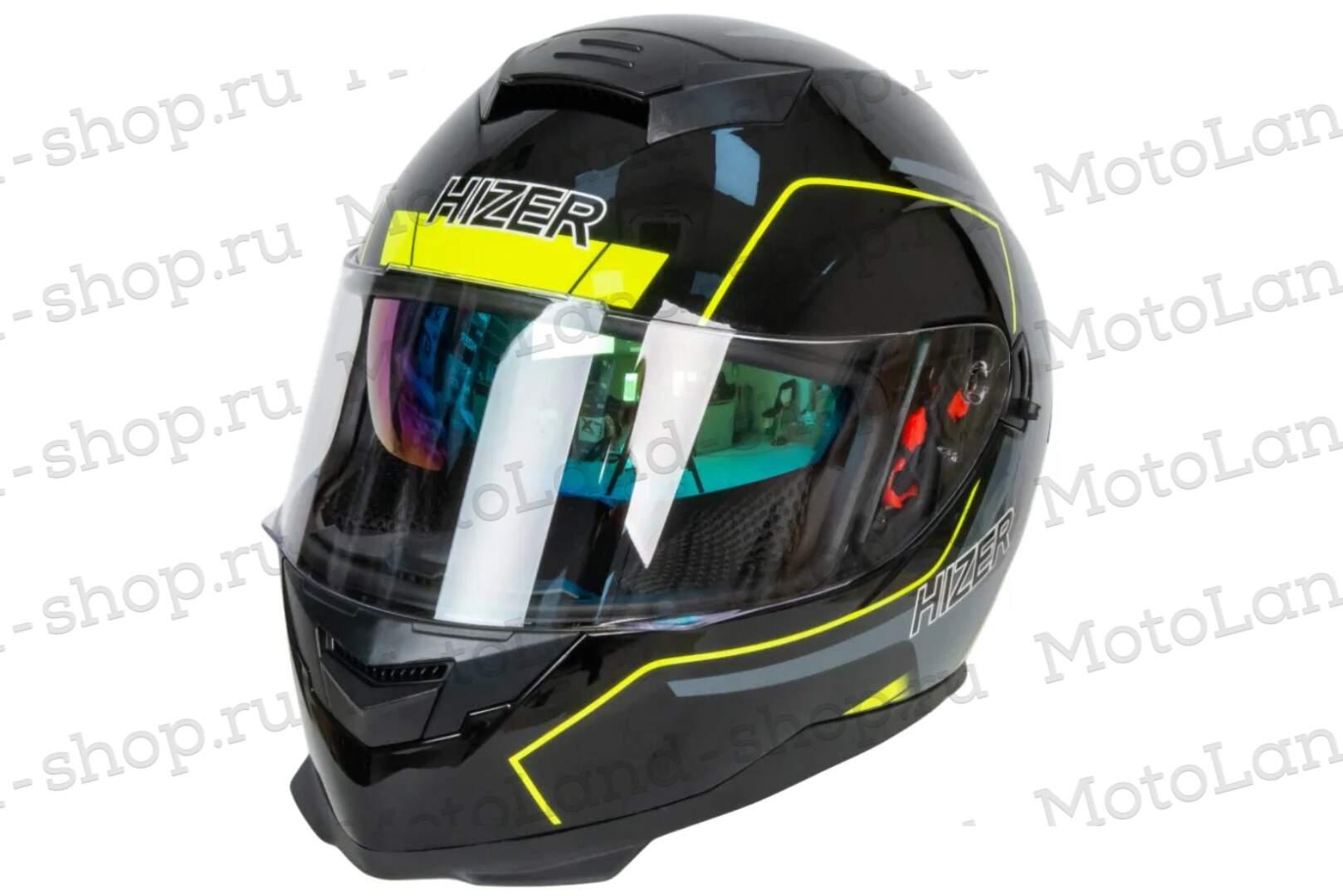 Шлем мото интеграл HIZER J5318 №1 (XL)  black/yellow (2 визора)