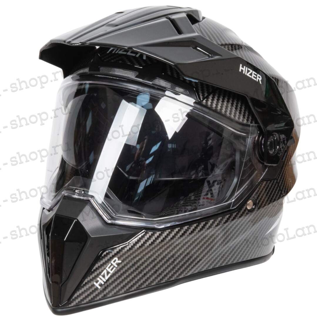Шлем мото мотард HIZER J6808 №4 (L) carbon (2 визора)
