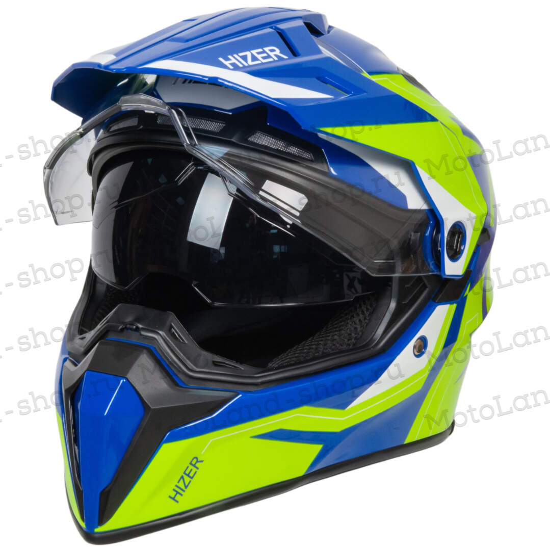 Шлем мото мотард HIZER J6808 №2 (S) yellow/blue Шлем мото мотард HIZER J6808 №2 (S) yellow/blue
