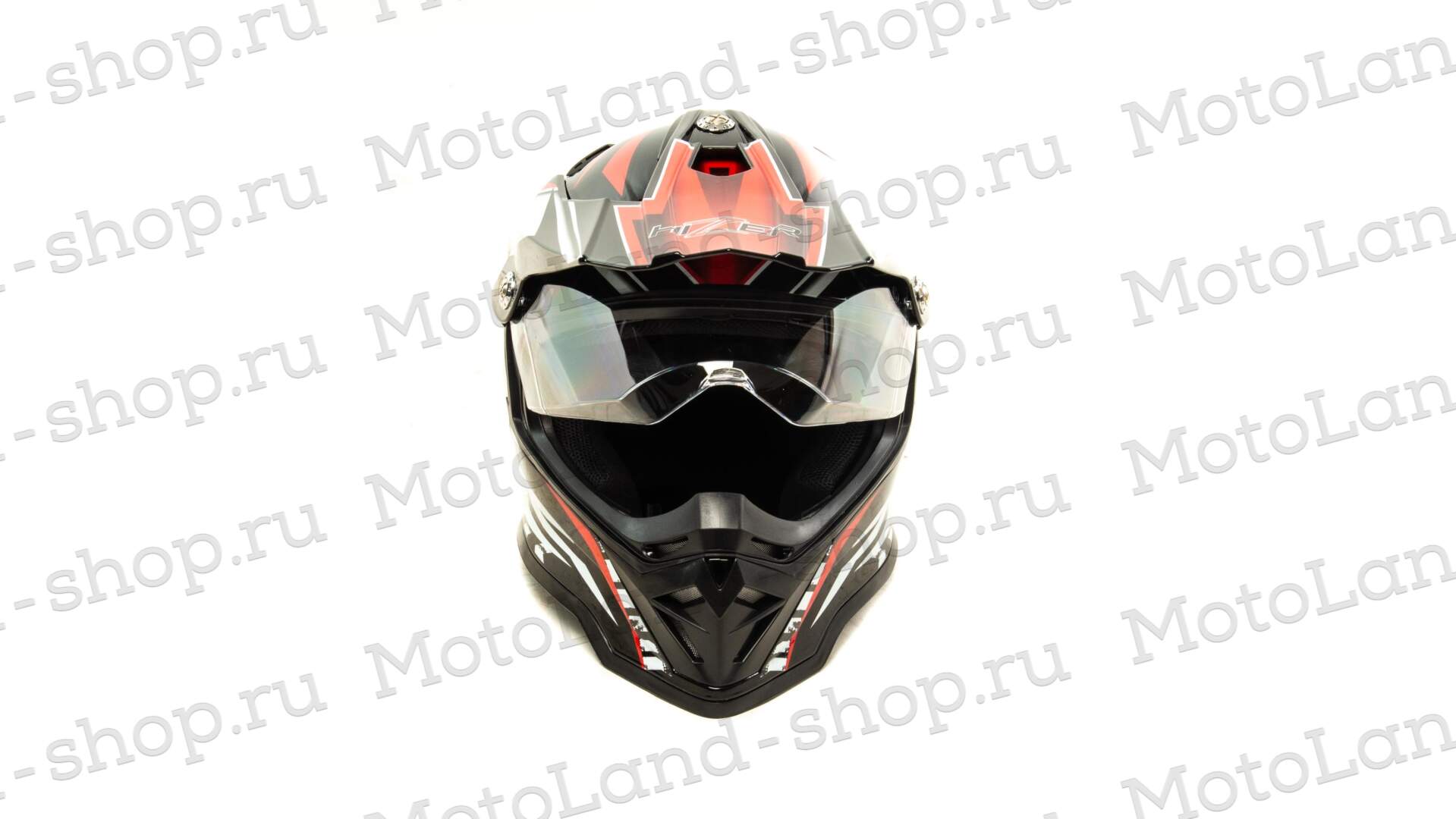 Шлем мото мотард HIZER B6197-1 №2 (S) black/red/white