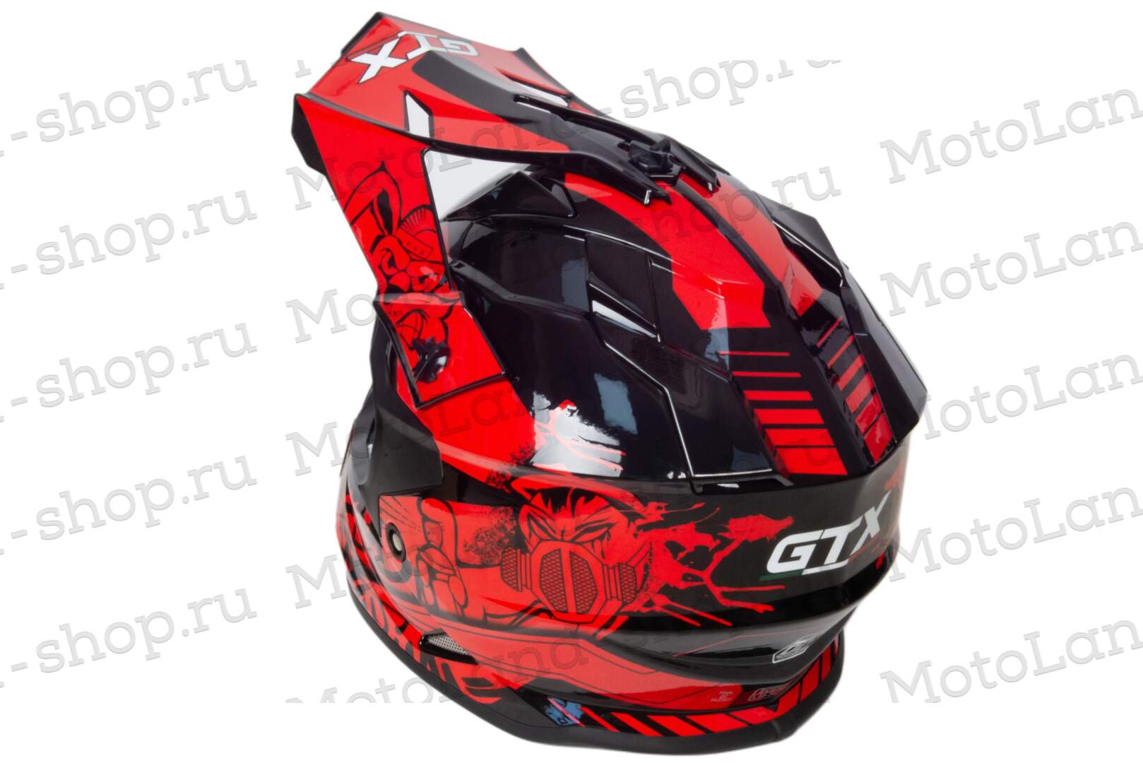 Шлем мото кроссовый GTX 632S №2 (M) BLACK / RED детский (51-52)