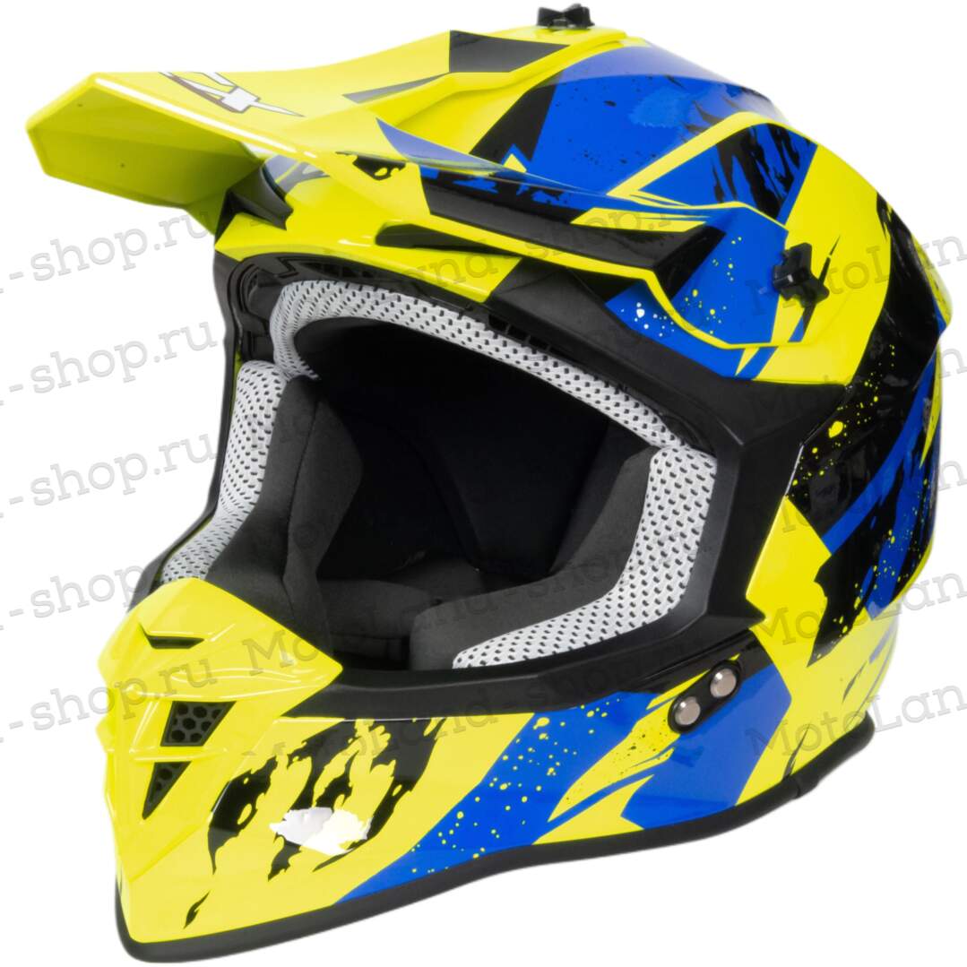 Шлем мото кроссовый GTX 633 №1 (M) FLUO YELLOW/BLUE BLACK