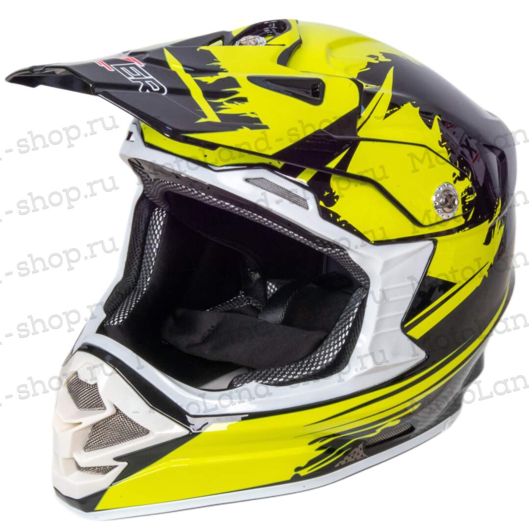 Шлем мото кроссовый HIZER B6195 №2 (M) black/yellow