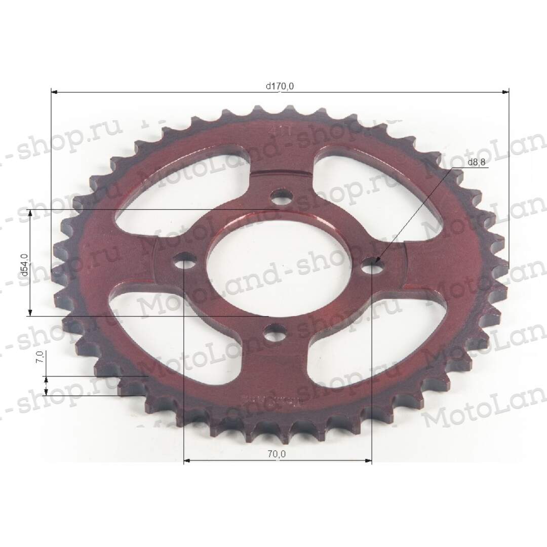 Венец, звезда ведомая (428-41) красная 4х70х54