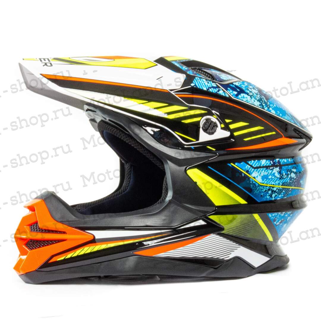 Шлем мото кроссовый HIZER J6803 №4 (S) NEON YELLOW-BLUE