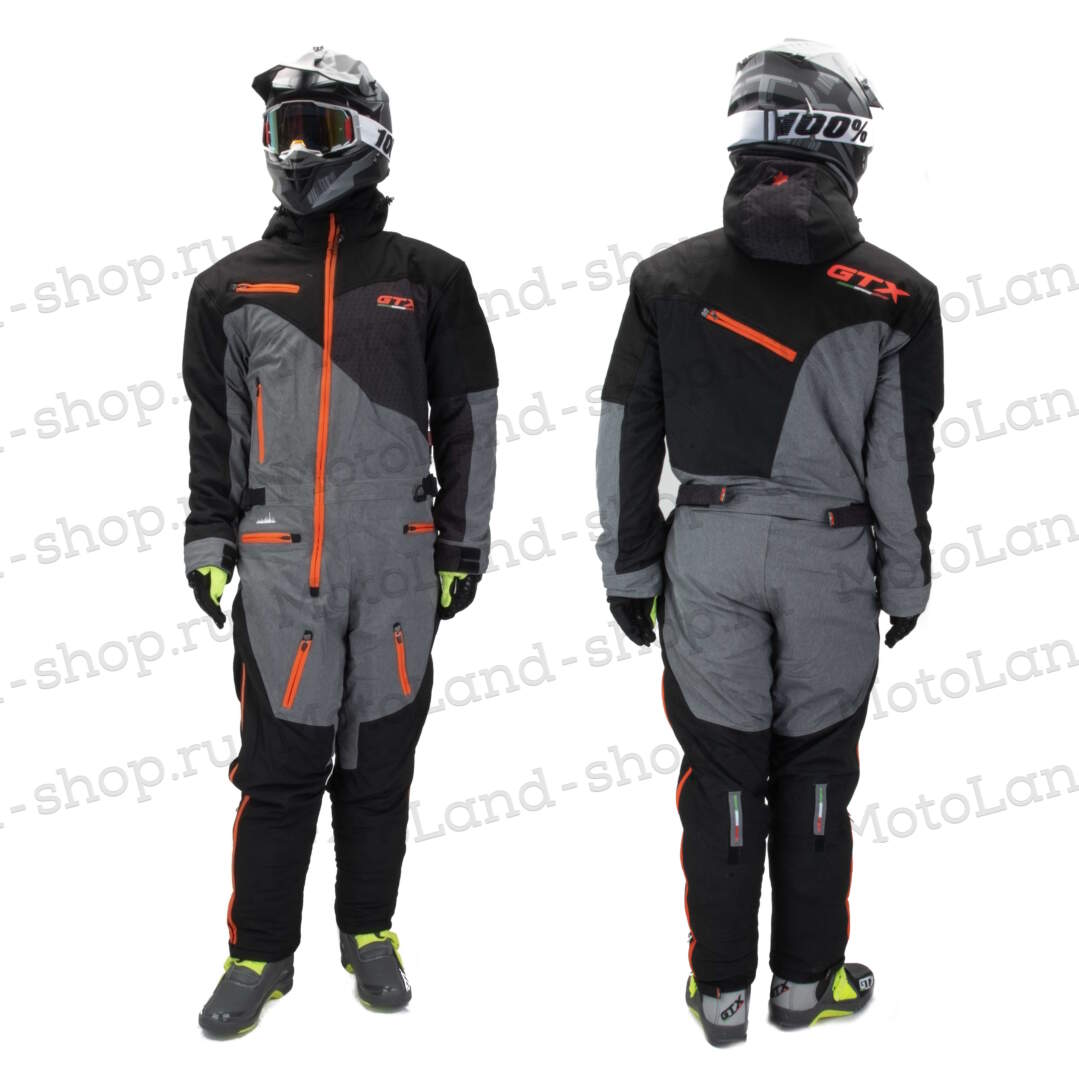 Комбинезон для снегохода GTX №3 black-orange (текстиль) (XXL)