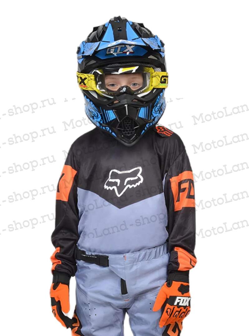 Джерси/футболка для мотокросса (детская) FOX №4 / Grey/Orange (рост 130-140 см)