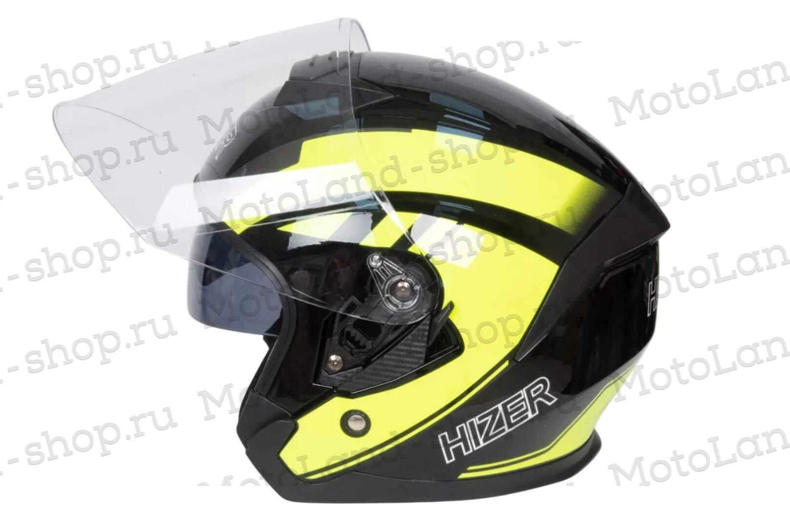 Шлем мото открытый HIZER J222 №2 (M) black/yellow (2 визора)