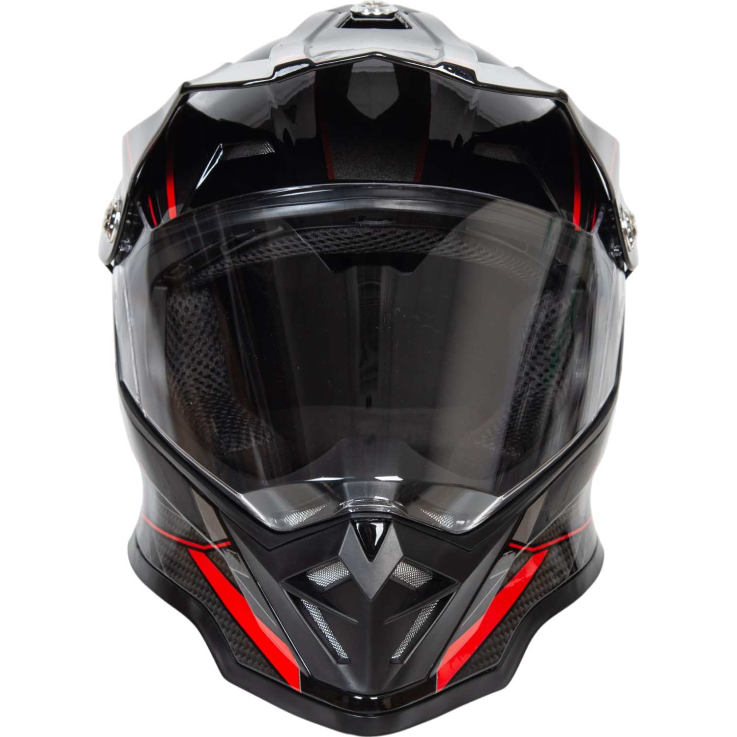 Шлем мото мотард HIZER B6197-1 №5 (M) black/red