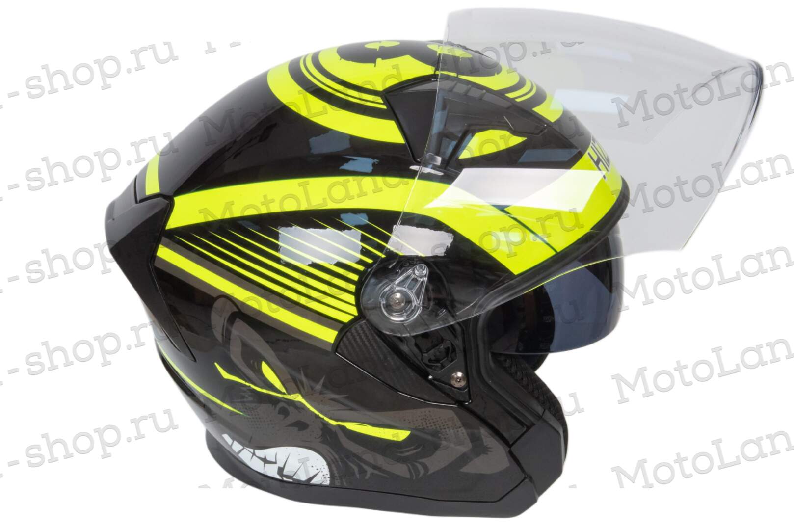 Шлем мото открытый HIZER J228 №1 (S) black/neon yellow