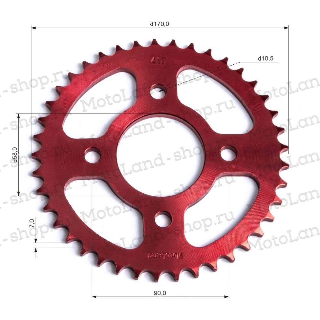 Венец, звезда ведомая (428-41) CG/CB 4х90х58 красная