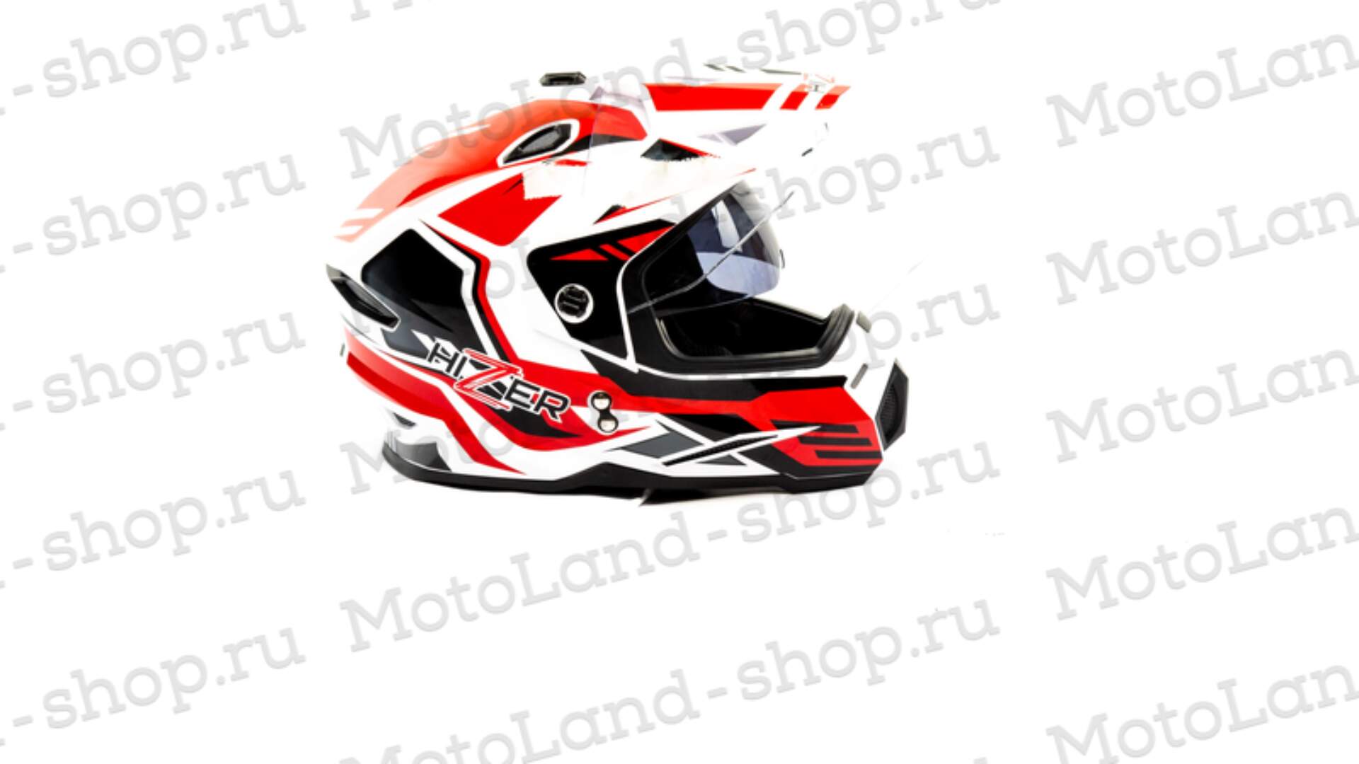 Шлем мото мотард HIZER J6802 №5 (L) white/red (2 визора)
