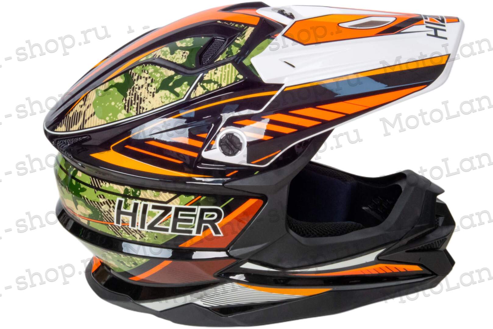 Шлем мото кроссовый HIZER J6803 №6 (S) BLACK/NEON/ORANGE