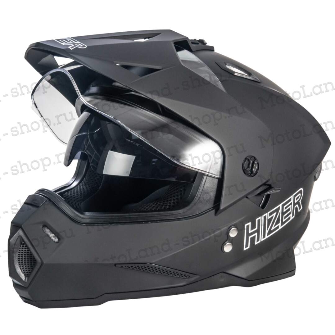 Шлем мото мотард HIZER J6802 №3 (L)  matt black (2 визора)