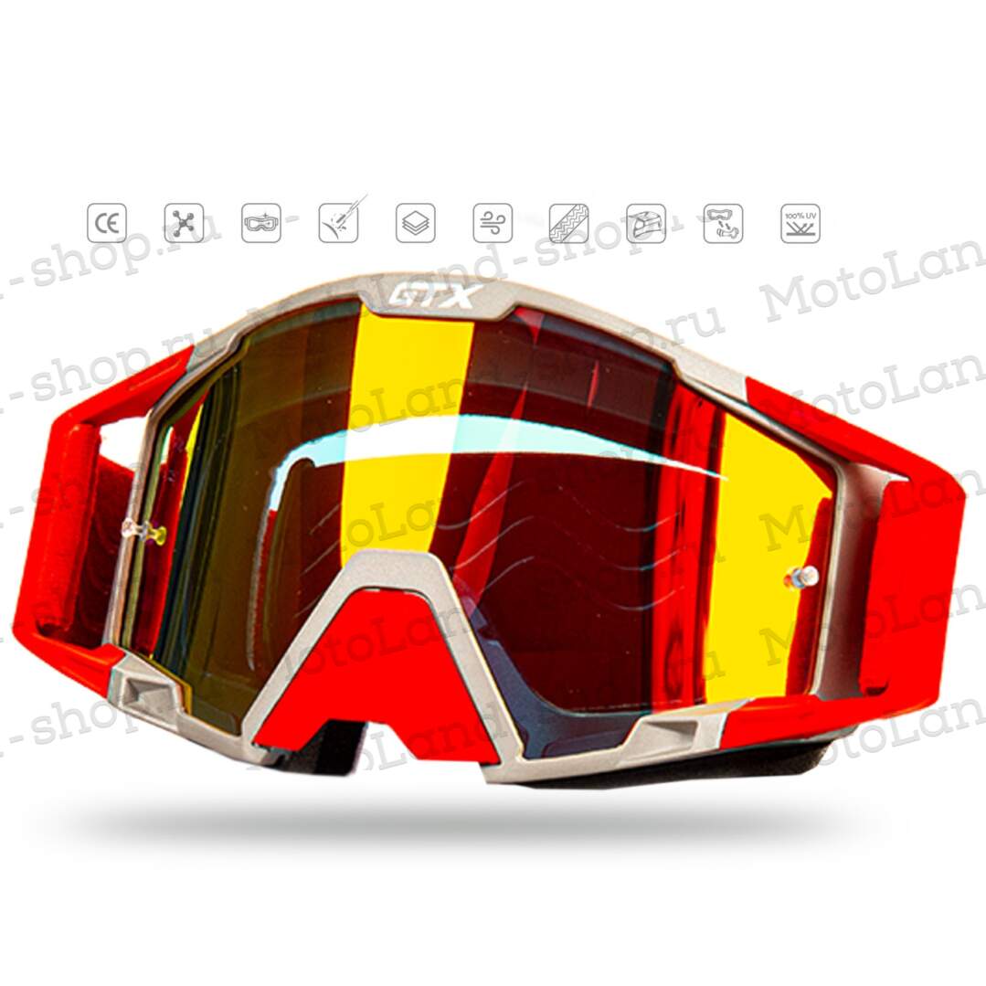 Очки Мотокросс GTX 5025 серо/красные Очки Мотокросс GTX 5025 серо/красные