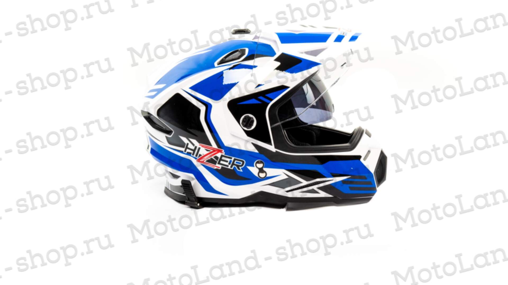 Шлем мото мотард HIZER J6802 №6 (XL) white/blue (2 визора)