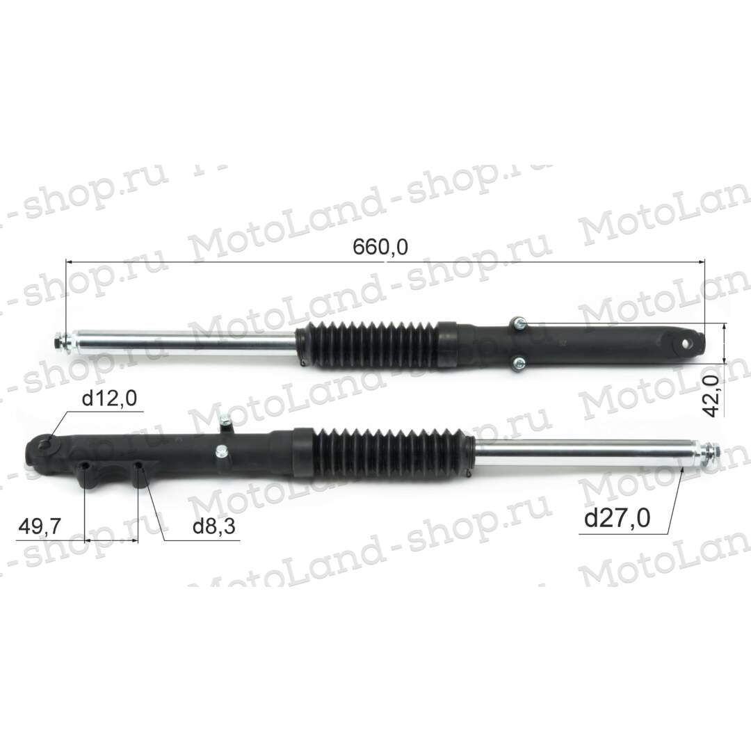 Амортизатор L=660 передний (перья, компл.) Forester 200