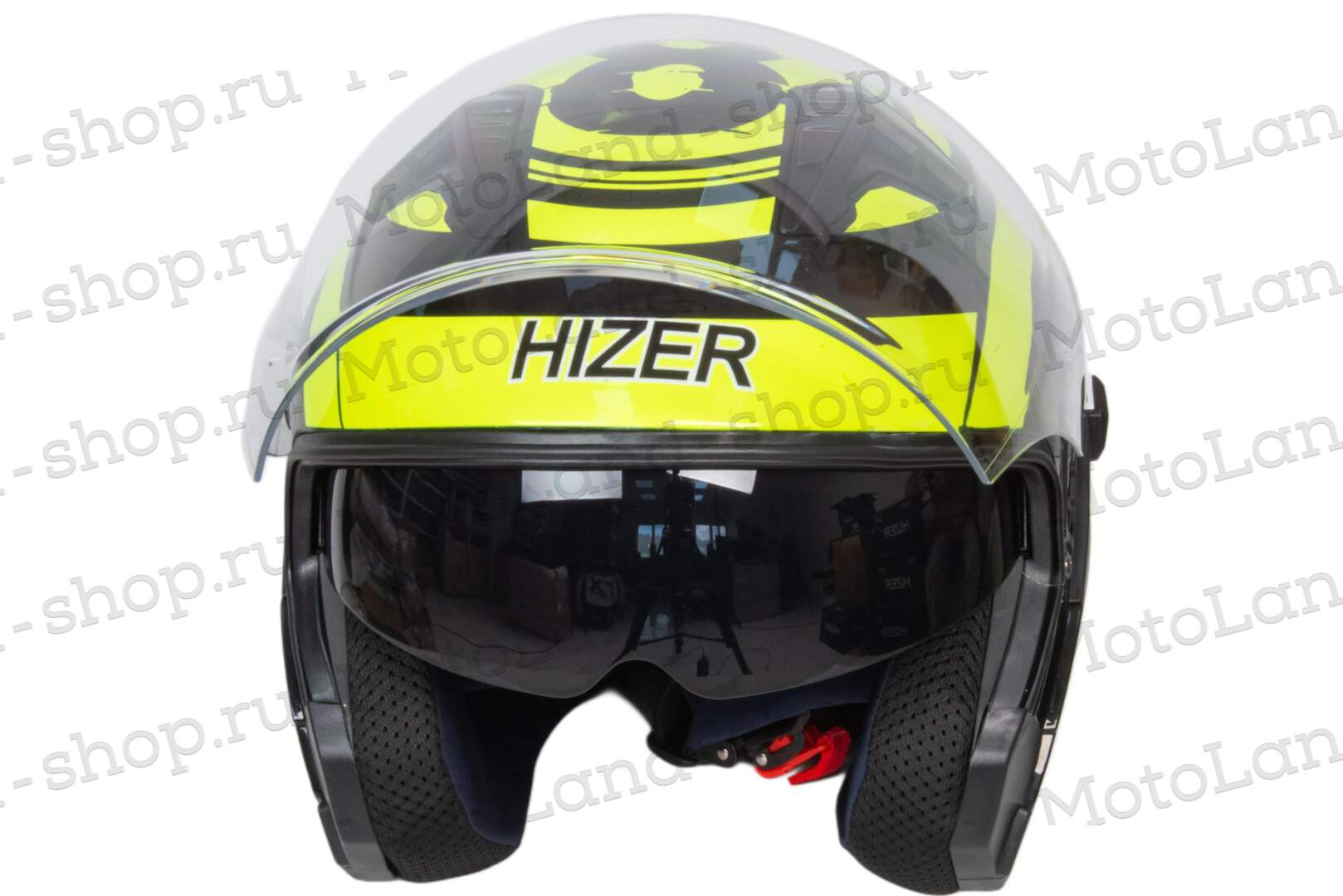 Шлем мото открытый HIZER J228 №1 (XL) black/neon yellow