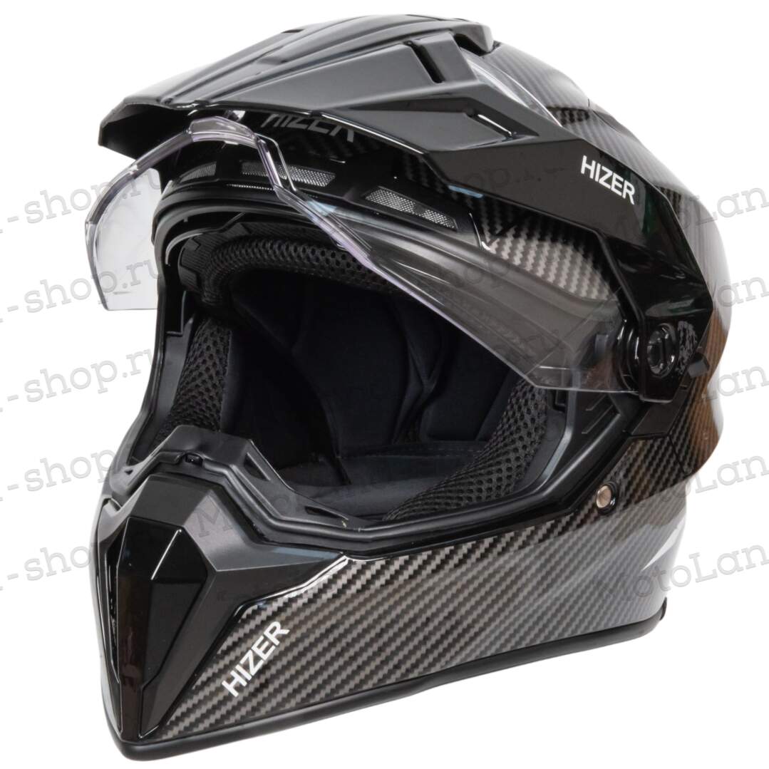 Шлем мото мотард HIZER J6808 №4 (XL) carbon (2 визора)