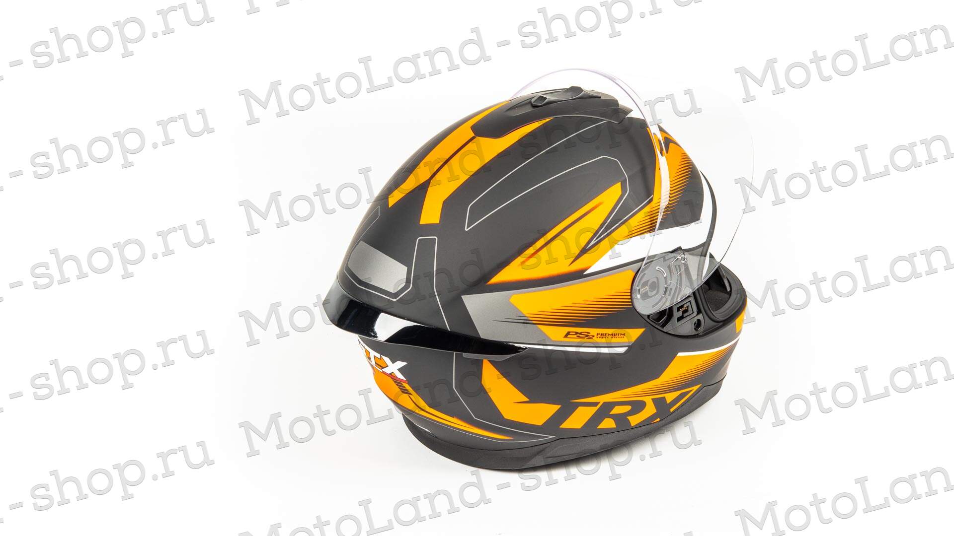 Шлем мото интеграл GTX 5672 №2 (L) BLACK/FLUO ORANGE GREY (2 визора)