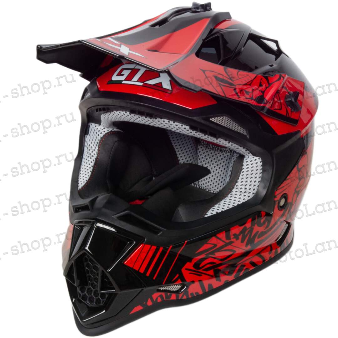 Шлем мото кроссовый GTX 632S №2 (S) BLACK / RED детский (49-50)