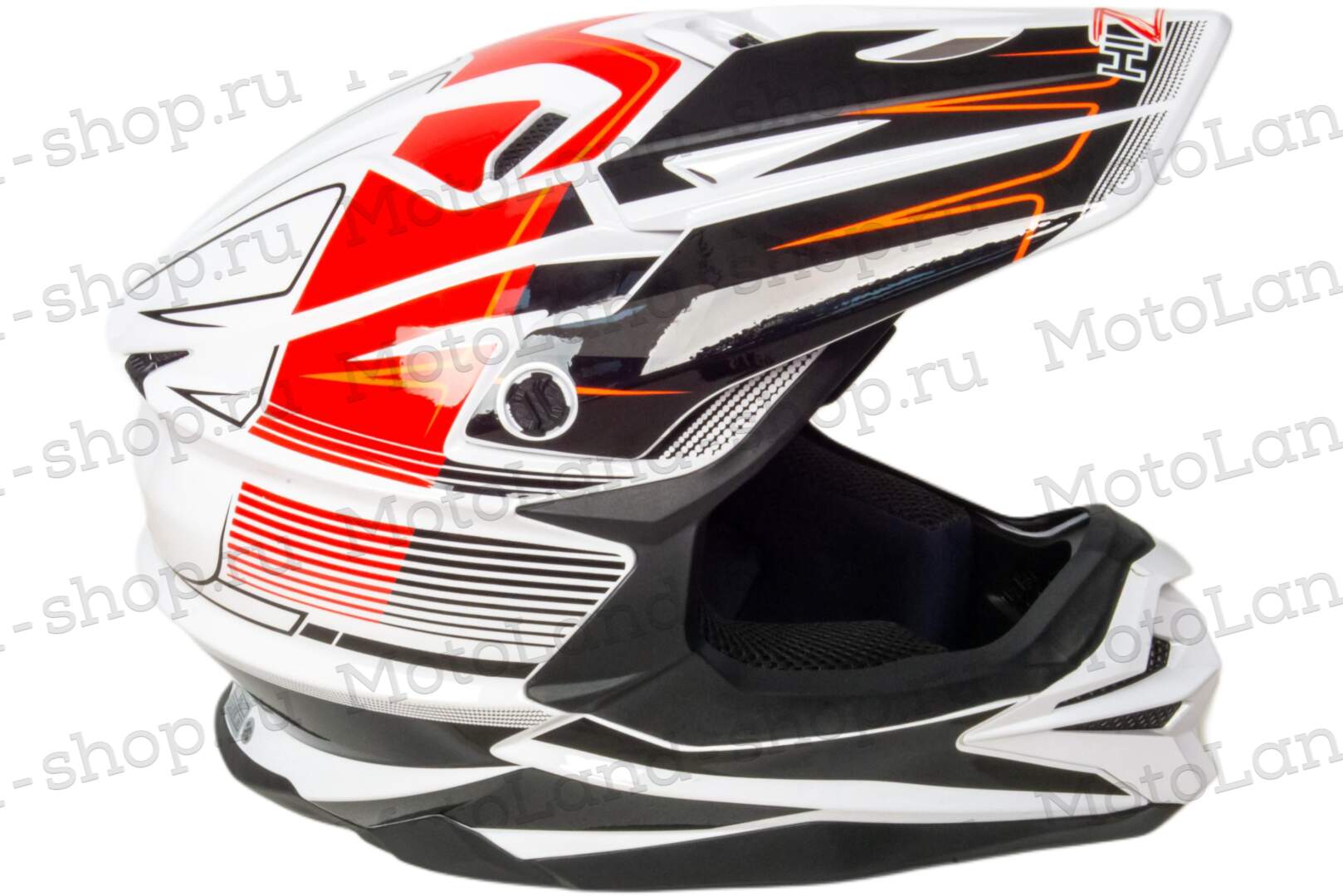 Шлем мото кроссовый HIZER J6803 №1 (M) WHITE/ORANGE