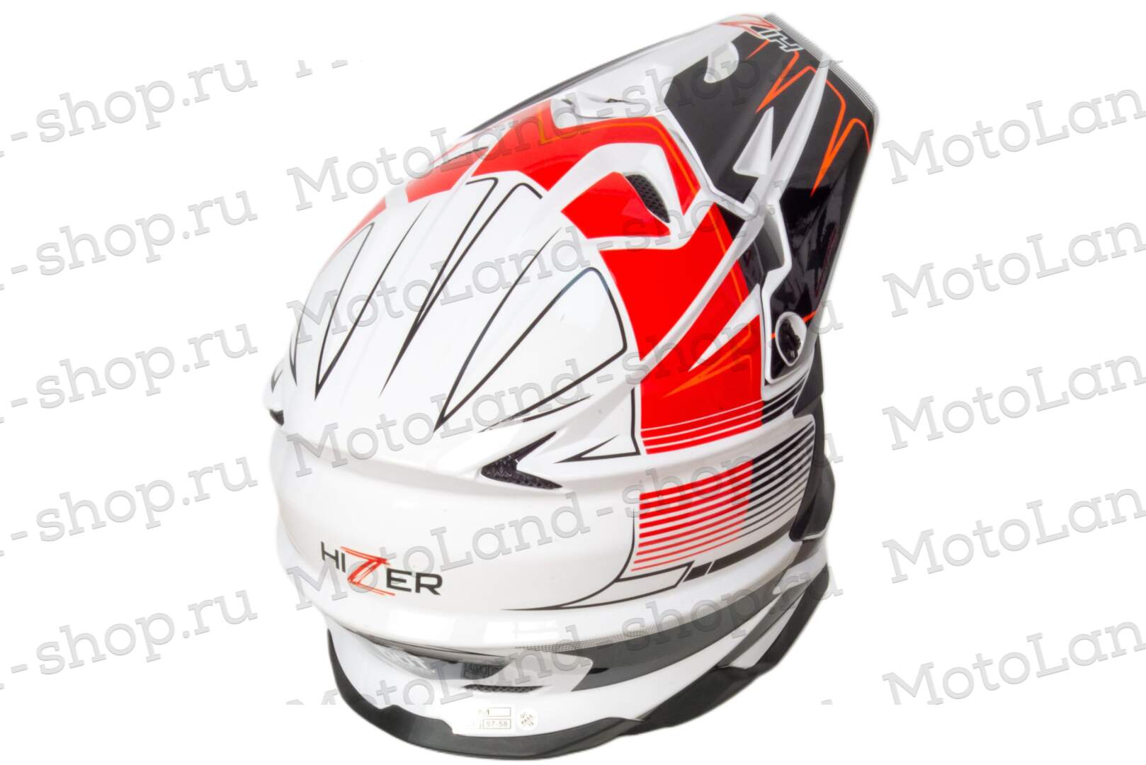 Шлем мото кроссовый HIZER J6803 №1 (M) WHITE/ORANGE