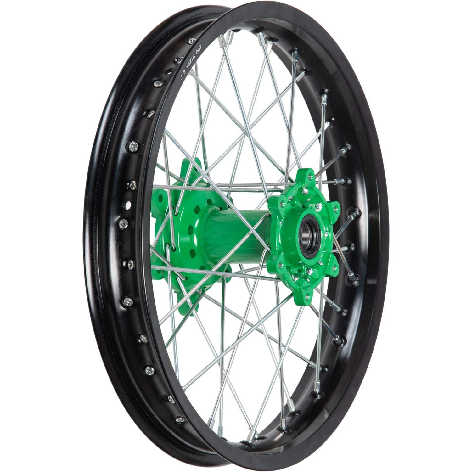 Обод задний 18" FX 250/300/450 алюминий/черный/ступица зеленая 