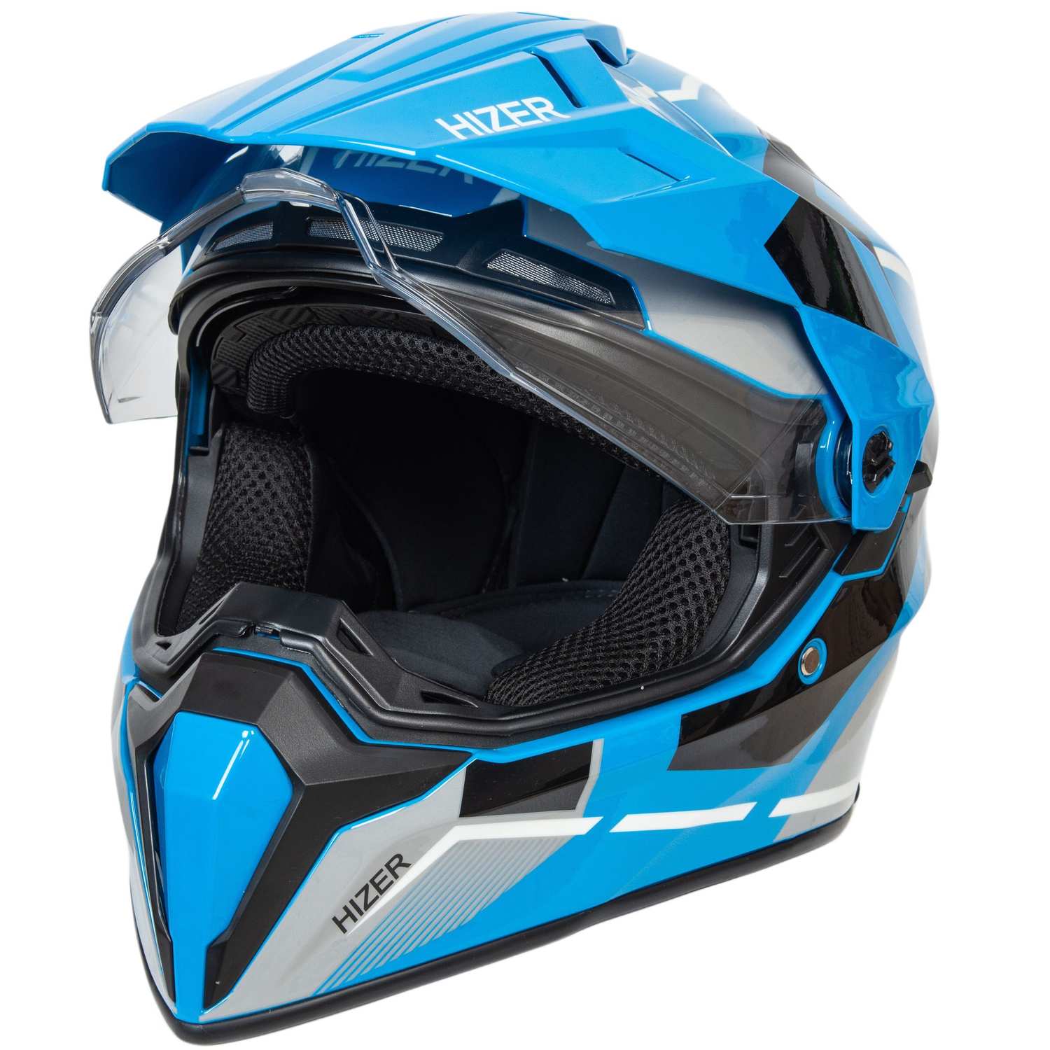 Шлем мото мотард HIZER J6808 №1 (L) blue (2 визора)