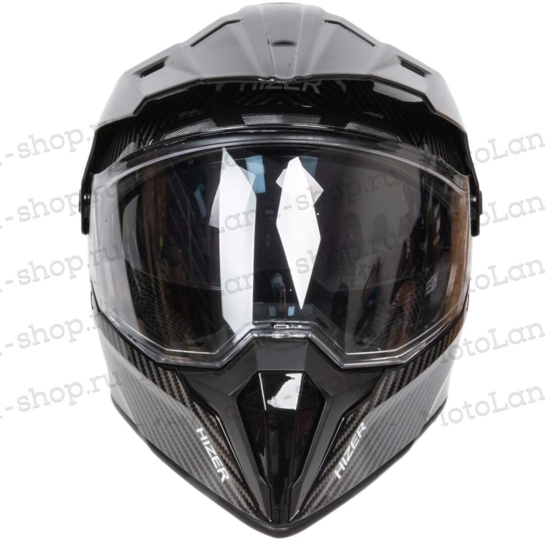 Шлем мото мотард HIZER J6808 №4 (XL) carbon (2 визора)