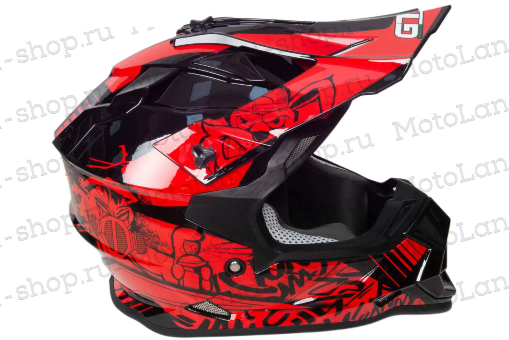 Шлем мото кроссовый GTX 632S №2 (L) BLACK / RED детский (53-54)