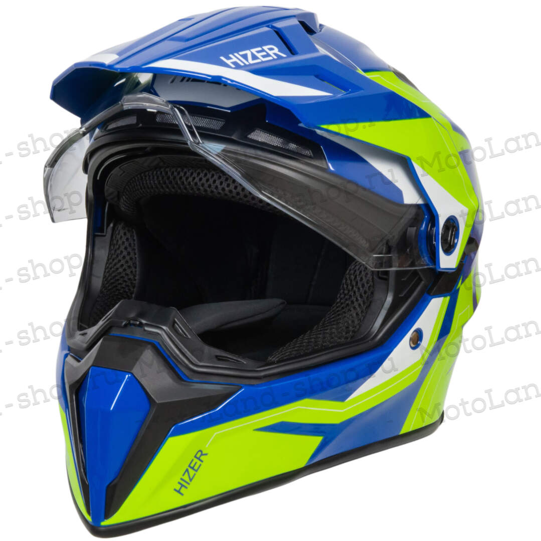 Шлем мото мотард HIZER J6808 №2 (S) yellow/blue Шлем мото мотард HIZER J6808 №2 (S) yellow/blue