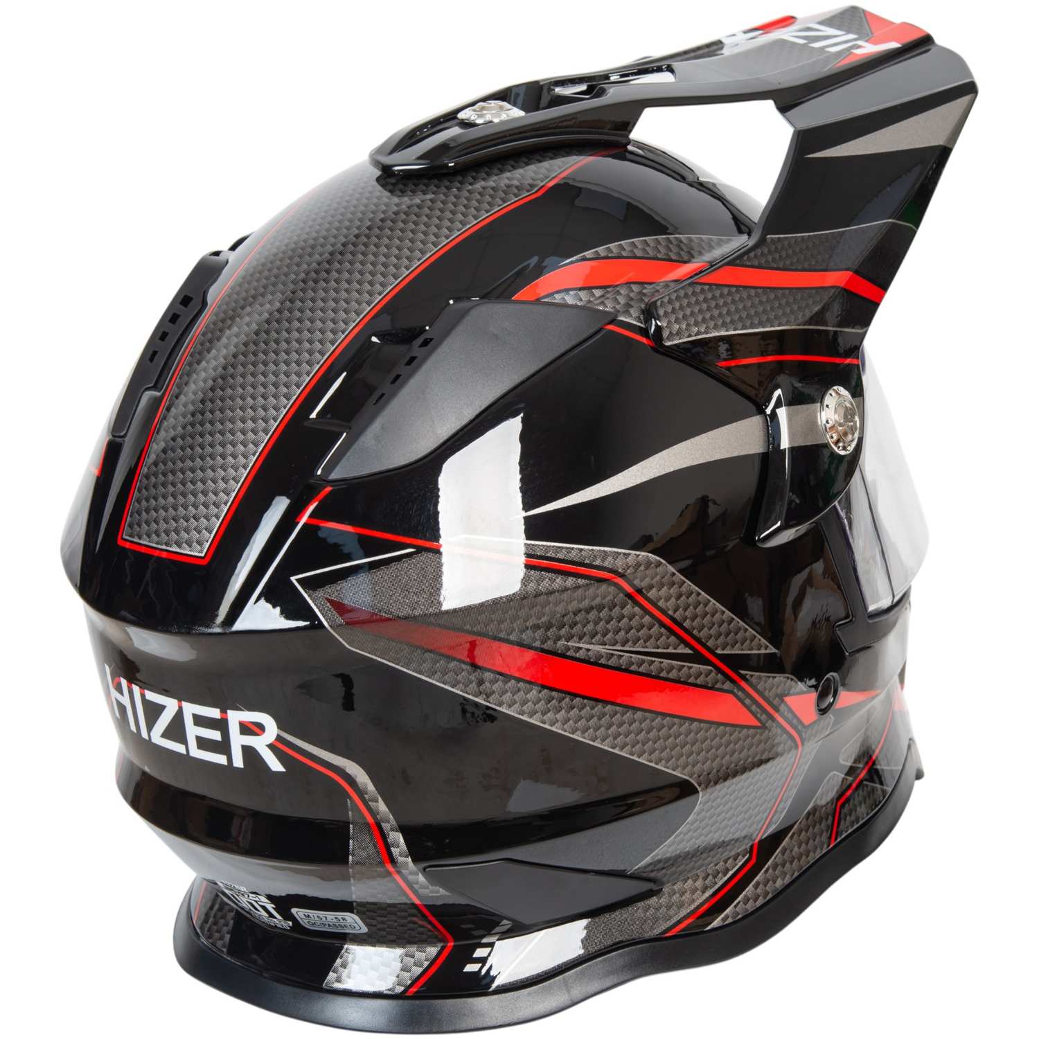 Шлем мото мотард HIZER B6197-1 №5 (L) black/red