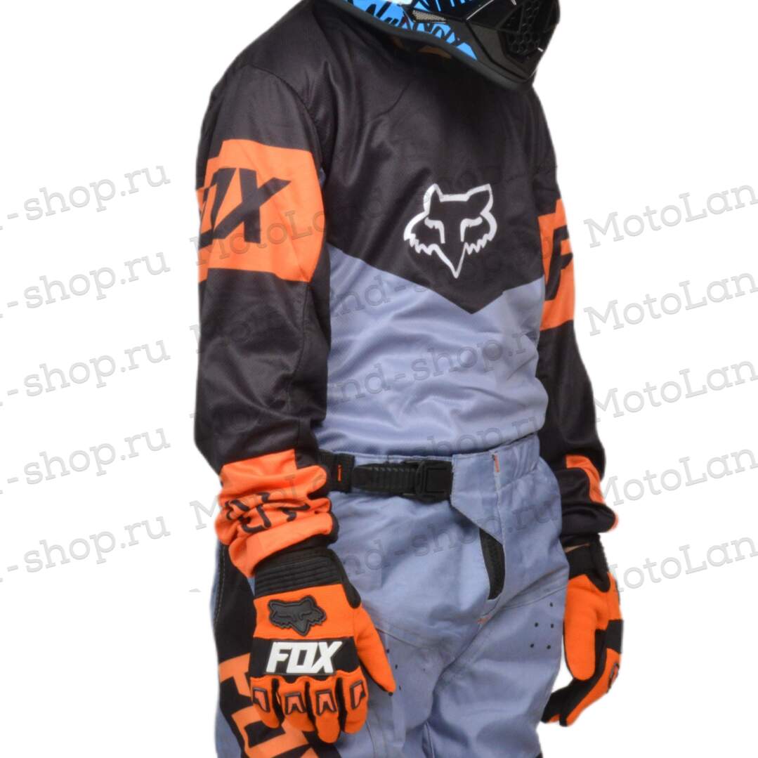 Джерси/футболка для мотокросса (детская) FOX №4 / Grey/Orange (рост 130 см)