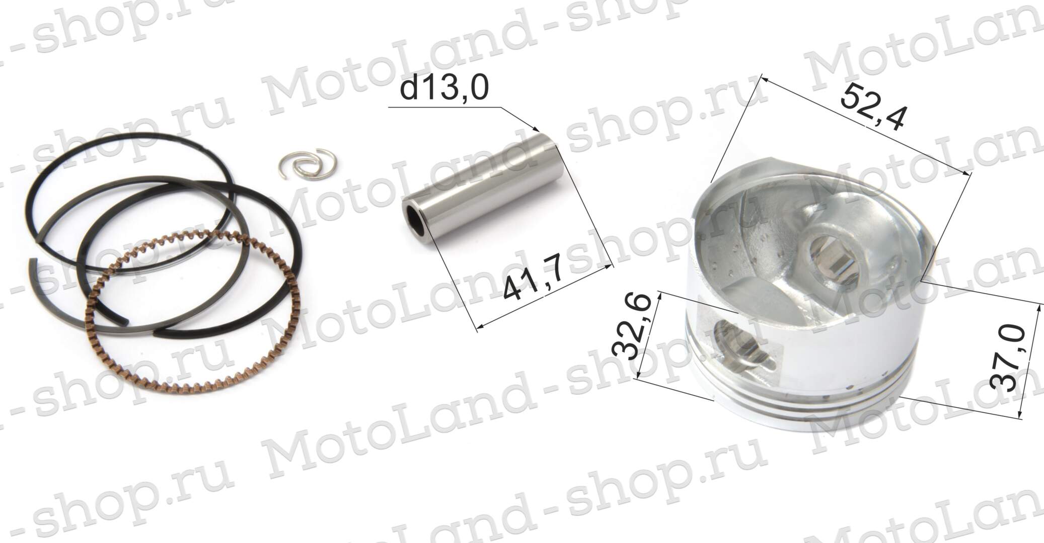 Поршень в сборе 152FMH 125см3 (палец 13мм) D=52,4 X-TECH