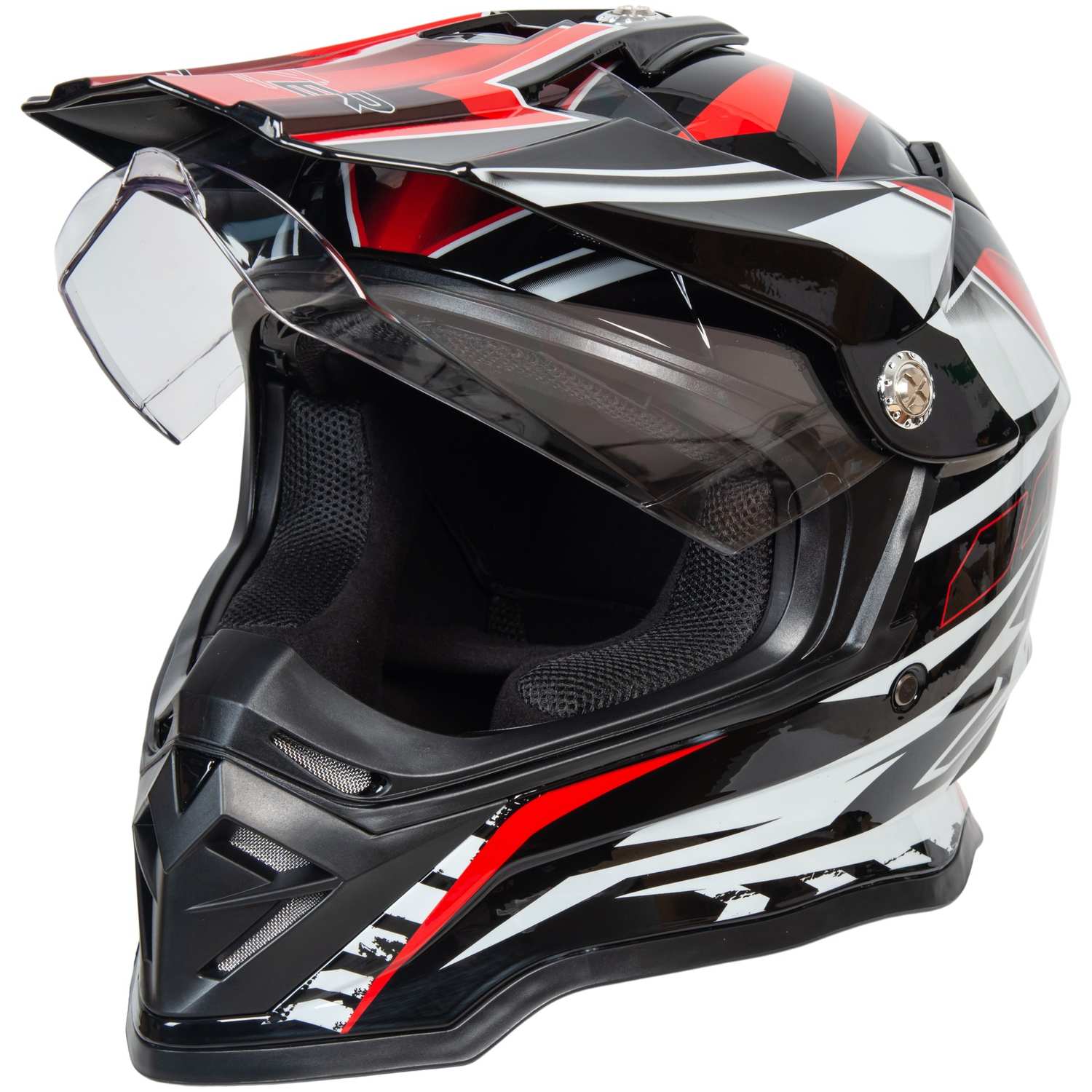 Шлем мото мотард HIZER B6197-1 №2 (L)  black/red/white