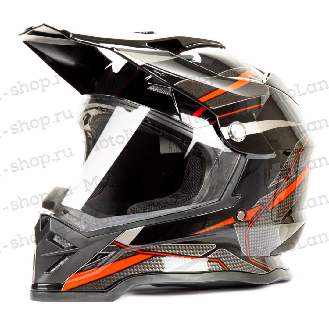 Шлем мото мотард HIZER B6197-1 №5 (M) black/red