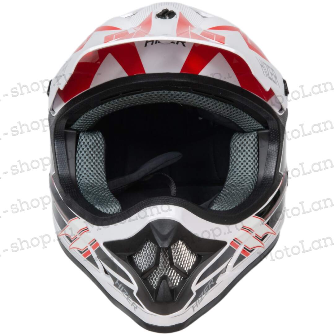 Шлем мото кроссовый HIZER J6805 №2 (XL) white/red