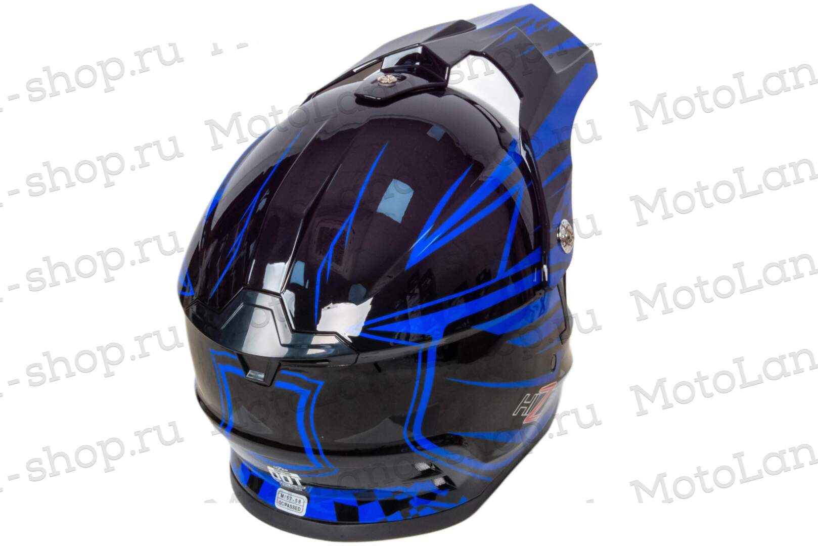 Шлем мото кроссовый HIZER B6196 №2 (M) black/blue