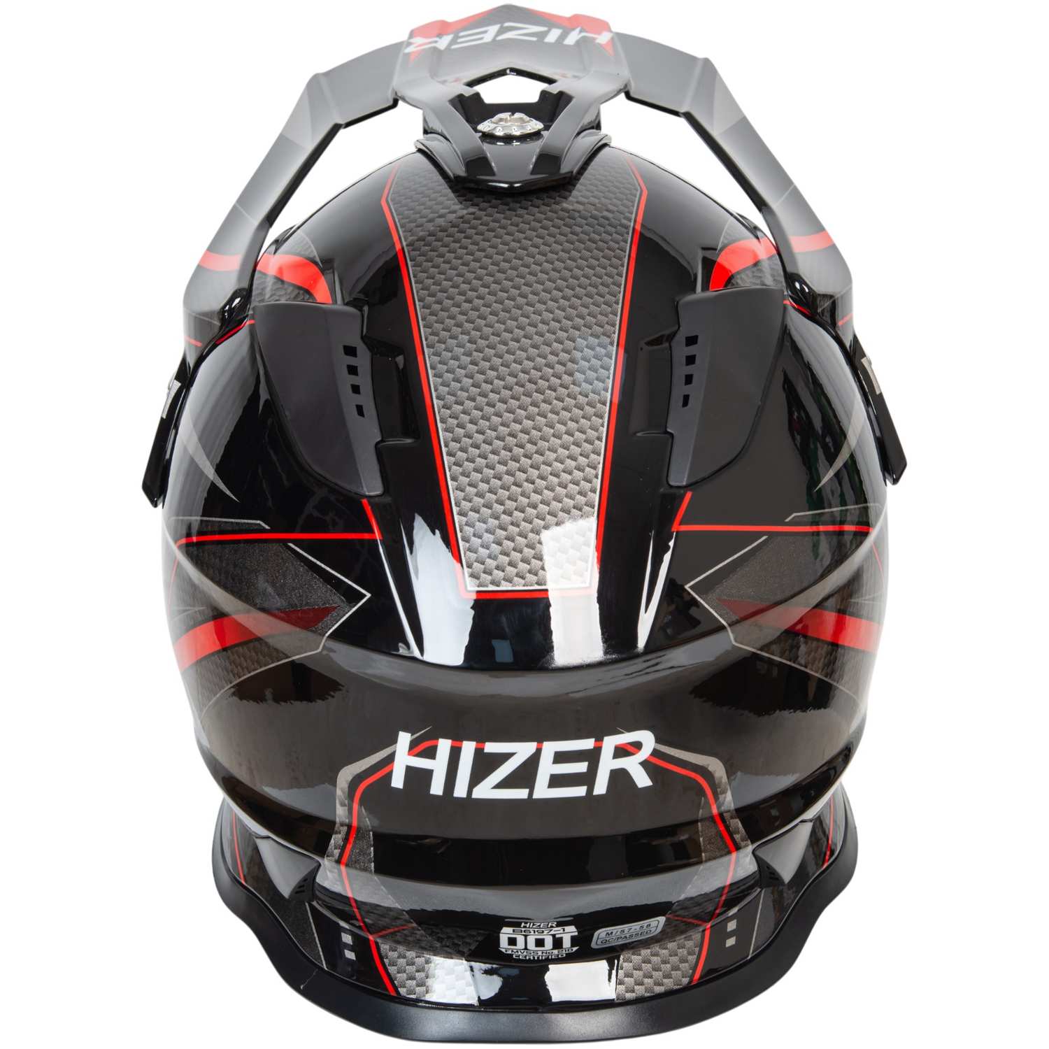 Шлем мото мотард HIZER B6197-1 №5 (XL) black/red