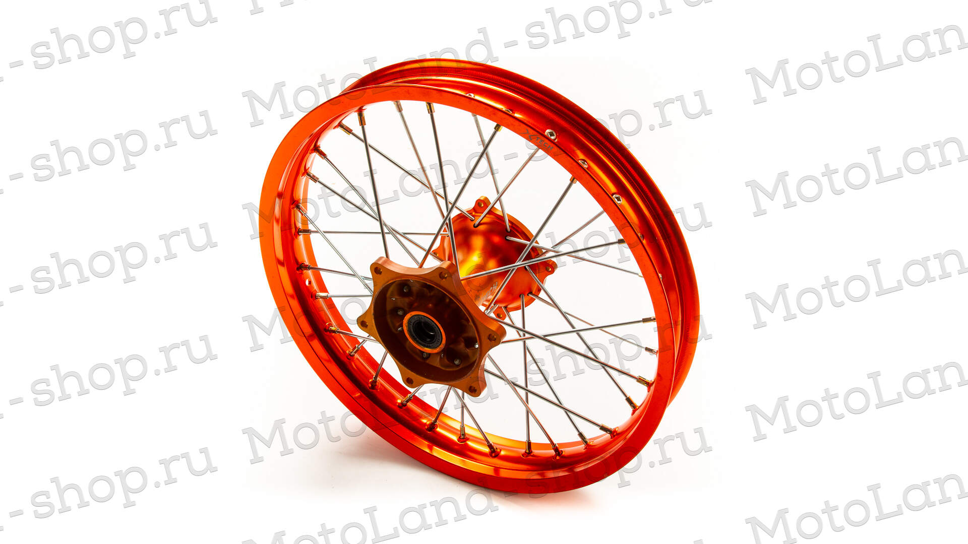 Обод задний 18" (2,15-R18 d=17mm) CNC ступица, алюминий/оранжев X-TECH 6х153х125(звз),4х140х121(дск)