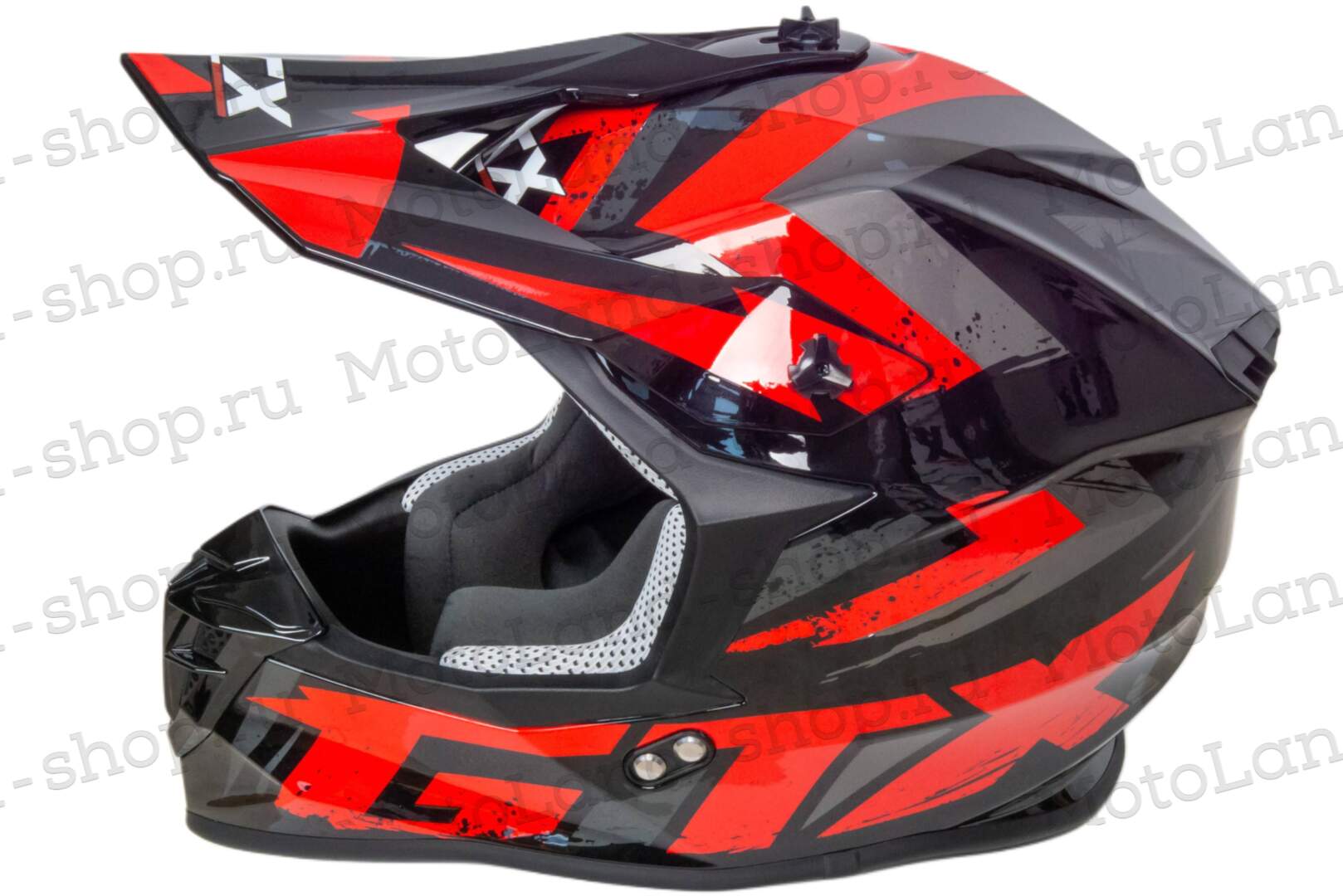 Шлем мото кроссовый GTX 633 №10 (XXL) BLACK/RED GREY