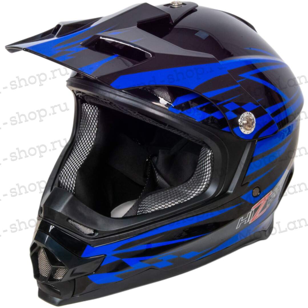 Шлем мото кроссовый HIZER B6196 №2 (M) black/blue