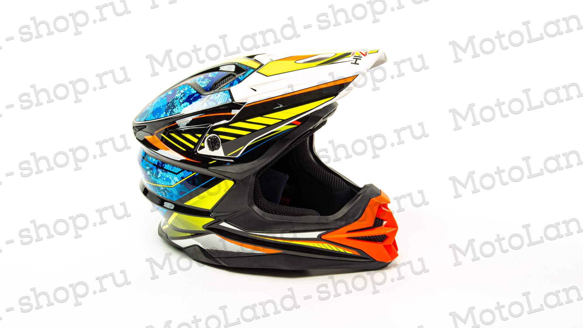 Шлем мото кроссовый HIZER J6803 №4 (S) NEON YELLOW-BLUE