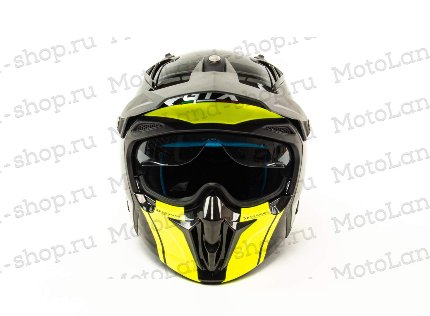 Шлем мото мотард GTX 690 №2 (S) BLACK/FLUO YELLOW GREY