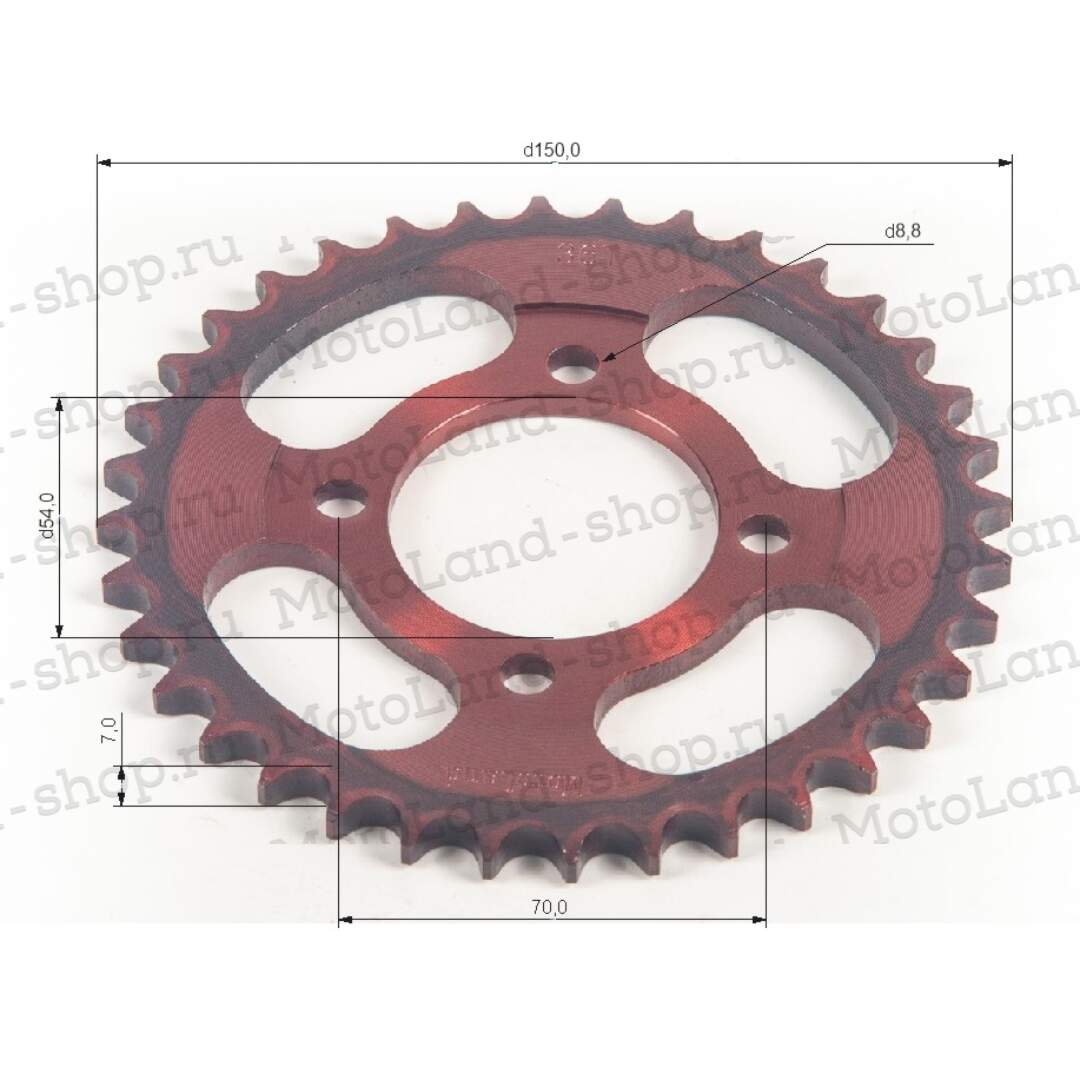 Венец, звезда ведомая (428-36) красная 4х70х54